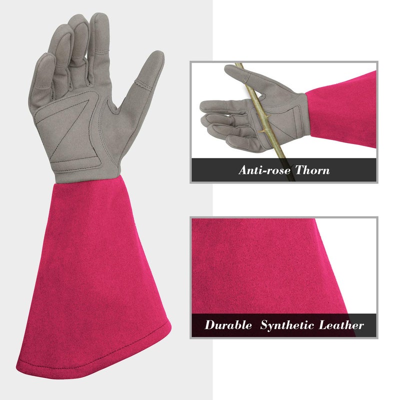 Intra-FIT Rose Pruning Gloves Thorn Proof, Embroidery Leather Gardening Gloves with Extra Long Forearm Protection - Image 2